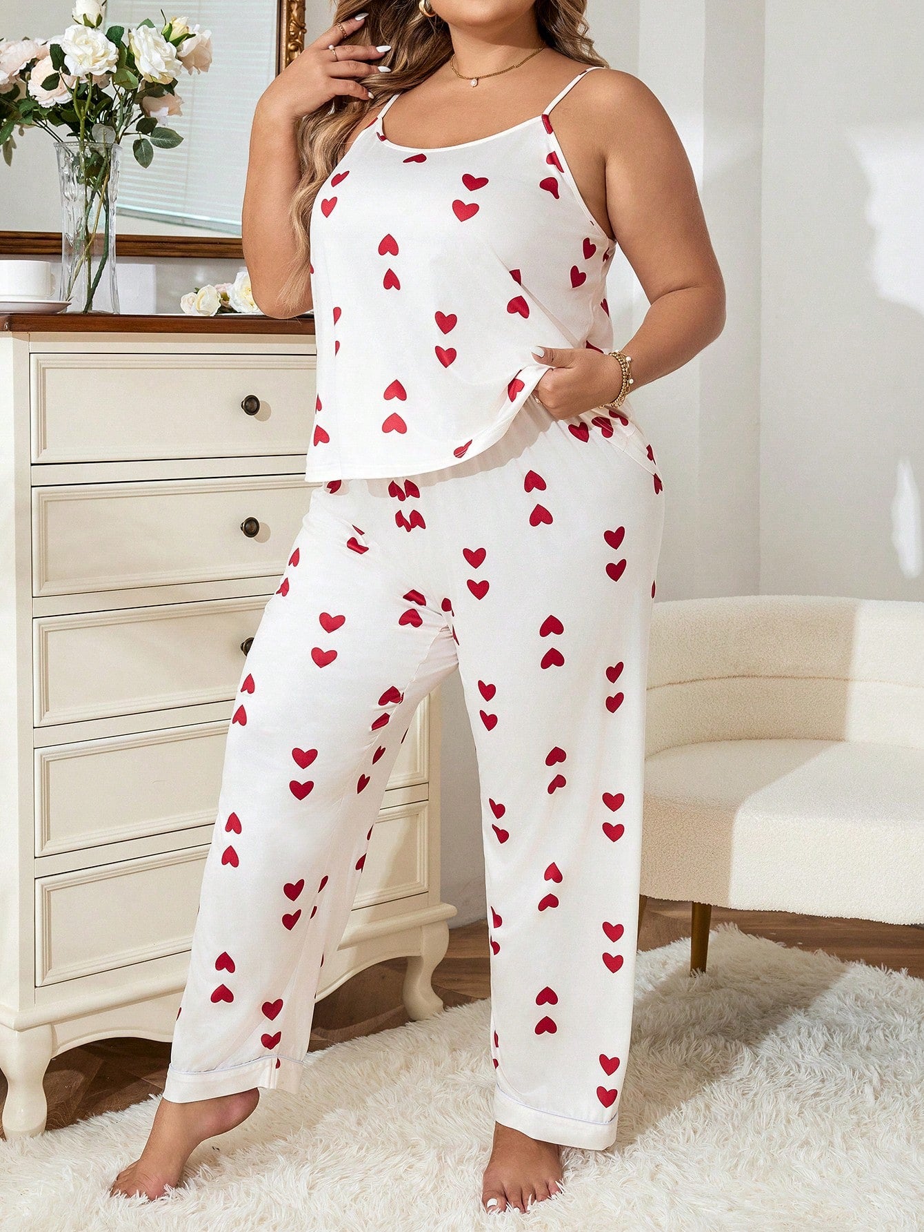 Pijama Plus Size Longo Coração
