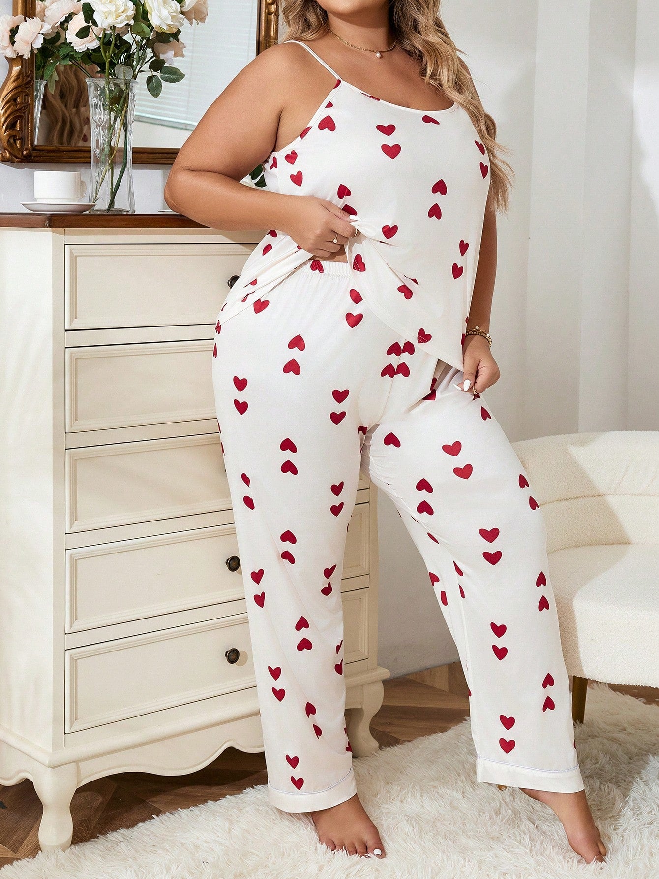 Pijama Plus Size Longo Coração