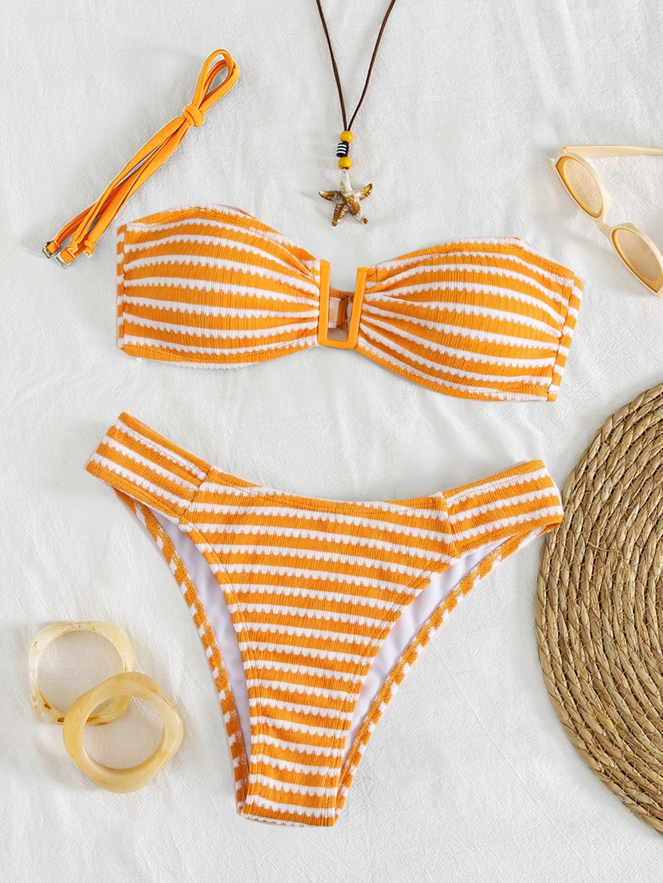 Biquíni Bandeau Listrado Náutico Camille