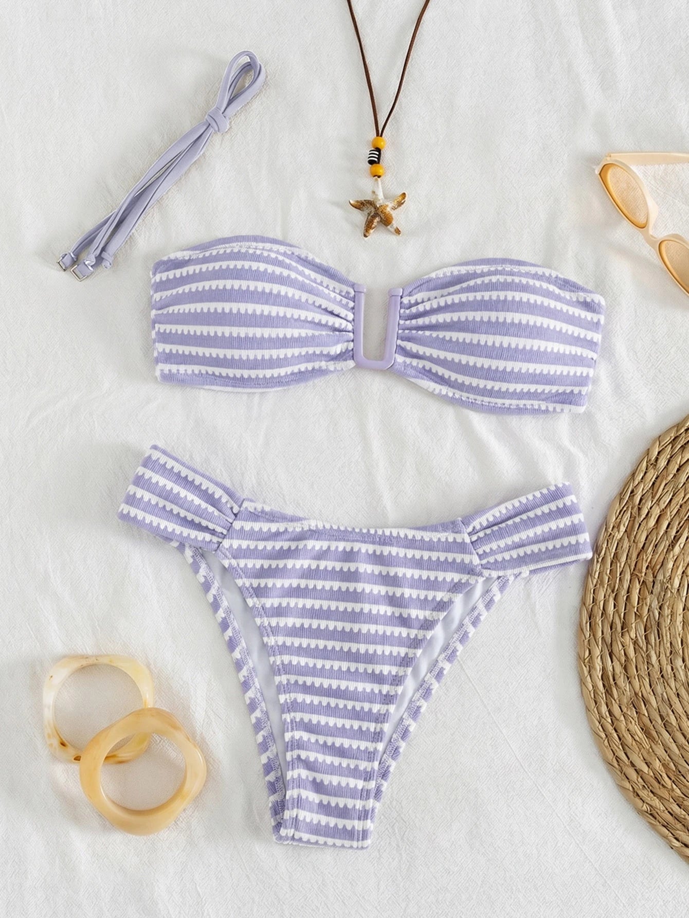 Biquíni Bandeau Listrado Náutico Camille