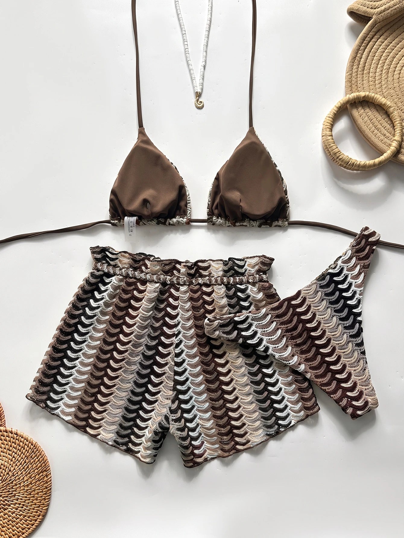 Conjunto Biquíni 3 Peças Tricô Resort