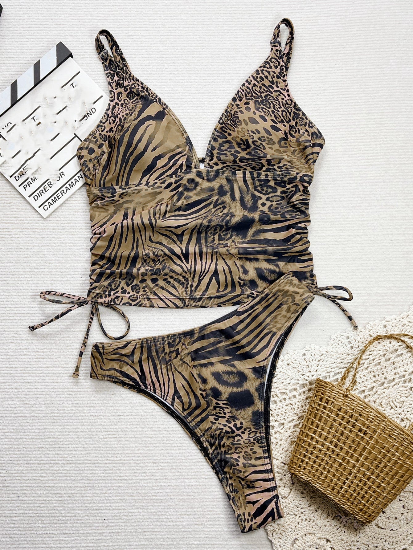 Tankini Drapeado Decote V Resort